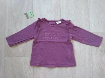 Tee shirt fille 'Bonjour mon amour' TAO violet 18 mois