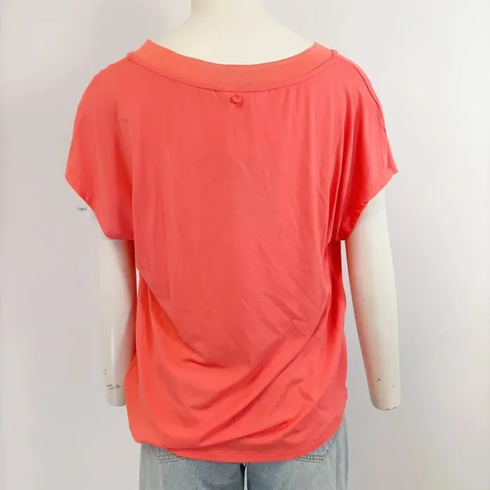 Tshirt oversize col en V Corail - bordcote dorée - Taille M Vila joy A964 - photo numéro 4
