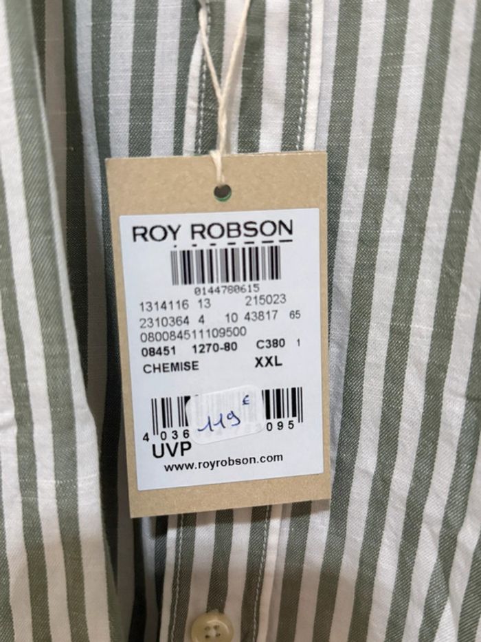 Roy Robson - Chemise à rayures, Blanche, taille XXL - photo numéro 3