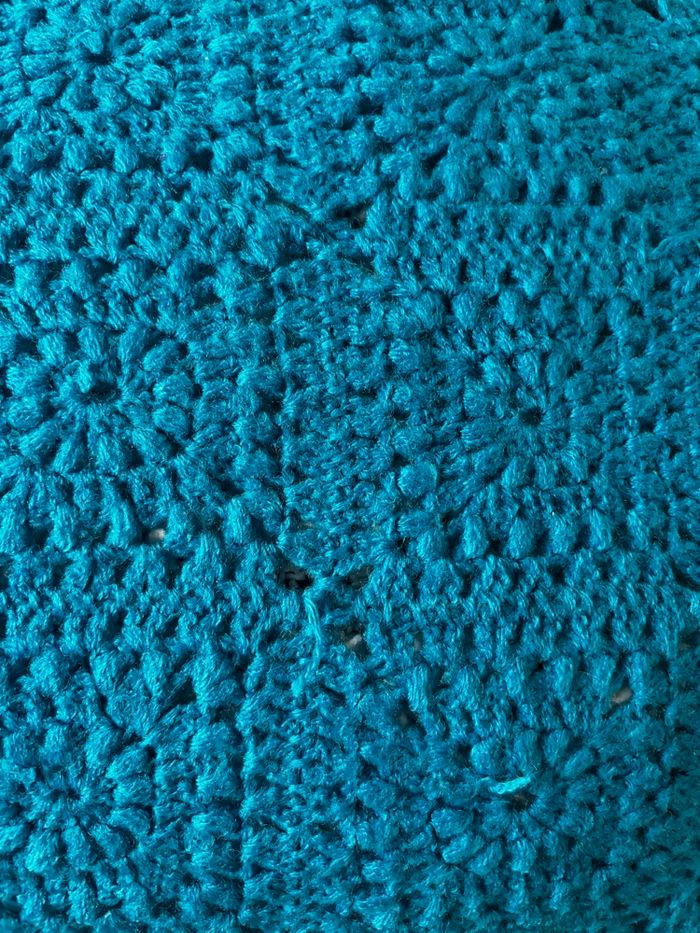 Vintage couverture granny crochet bleu - photo numéro 2