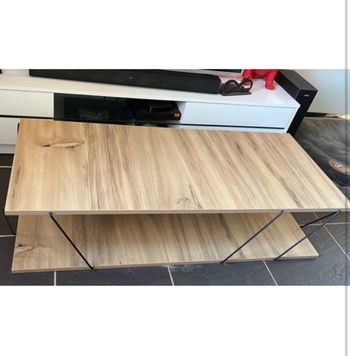 Table basse en fer et bois