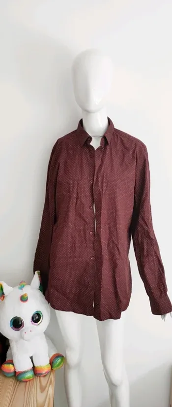 Chemise homme manches longues, taille 40, bordeaux