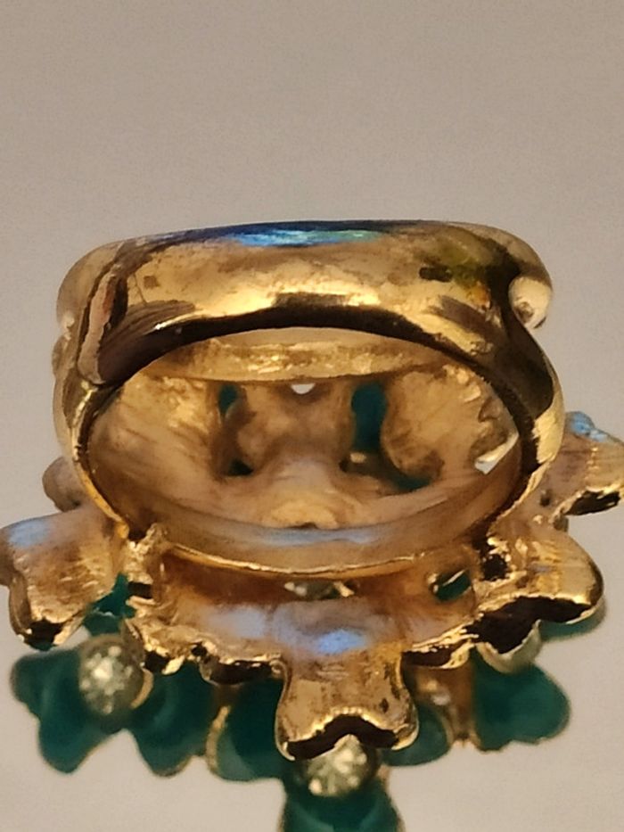 Bague fleurs bleu turquoise - photo numéro 6