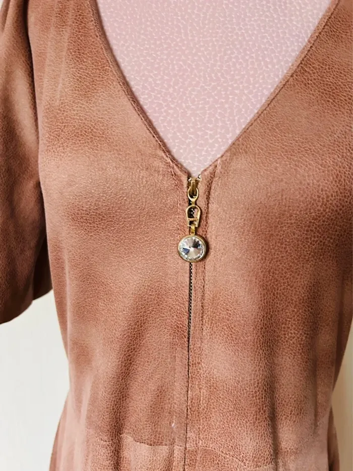 🧡🍁Robe automnale suédine bohème chic L/40 Suede-effect Boho dress🍁🧡 - photo numéro 12