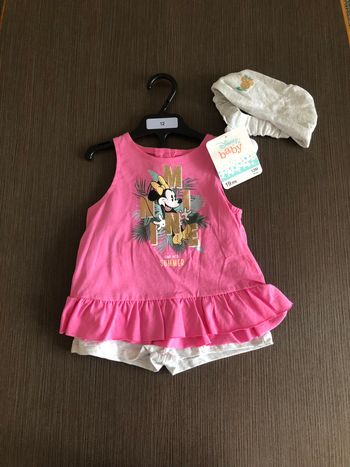 ensemble tee shirt short fille minnie disney 74 cm 12 mois
