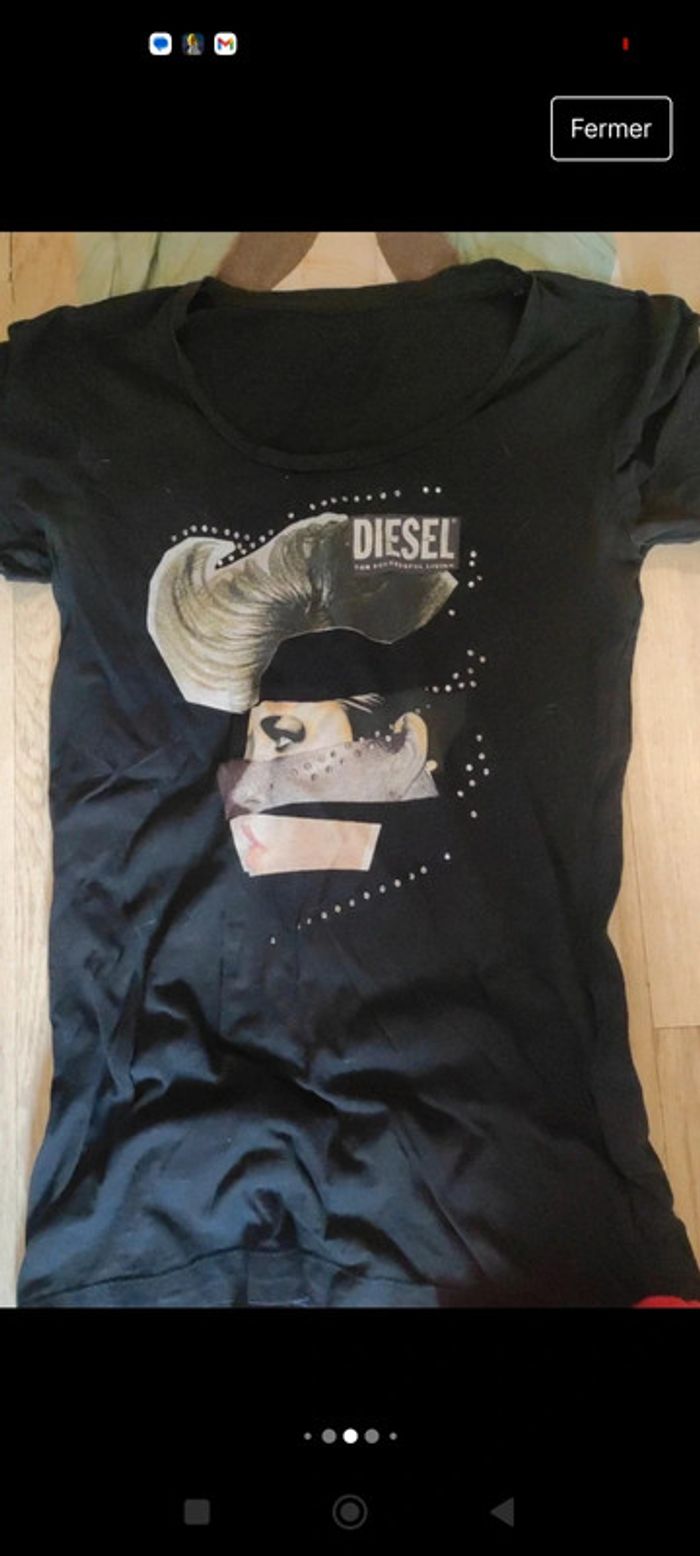 Lot de 3 t-shirts manches courtes diesel taille s - photo numéro 2