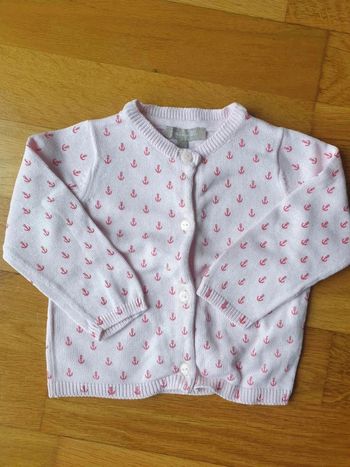 Gilet rose 6 mois Grain de Blé ancre de marin