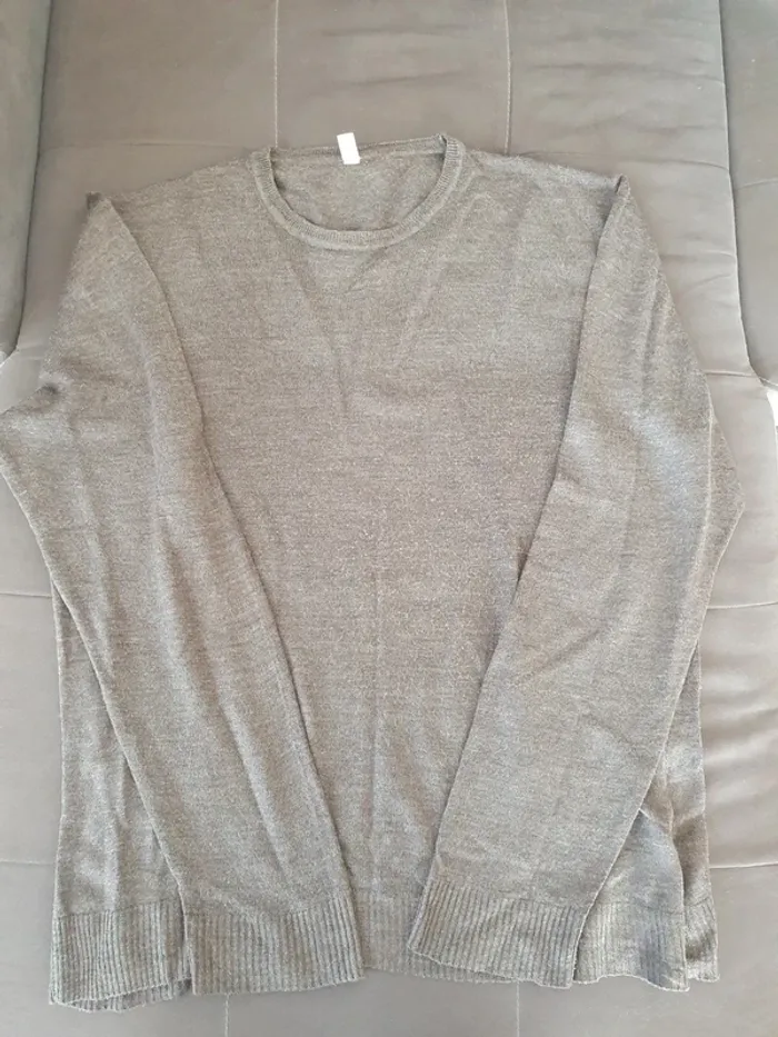 Pull col rond gris Tex