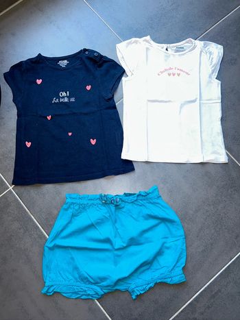 Lot de 2 t-shirts et short bébé fille Kiabi dpam