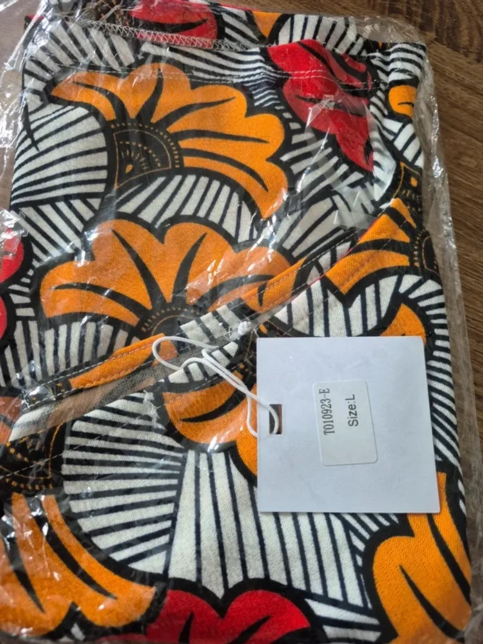 Lot de 2 Tops Une Manche Orange et Bleu Femme Taille L/40 - photo numéro 2