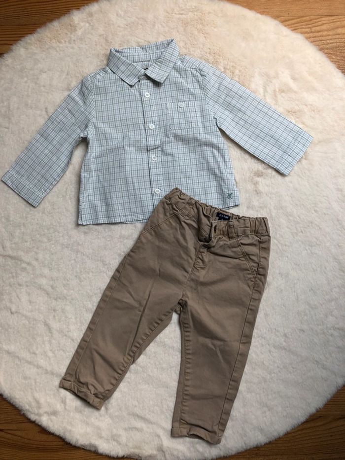 Lot chemise Cyrillus et pantalon chino Kiabi 18 mois