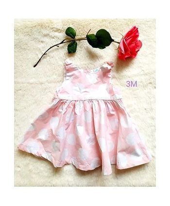 Robe rose été à gros pois blancs en coton bébé fille 3 mois