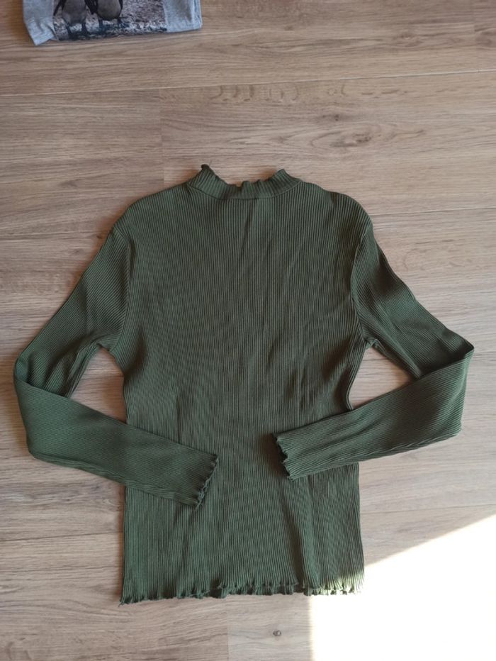 T-shirt col montant vers zara taille 11 12 ans broderies fleurs - photo numéro 4