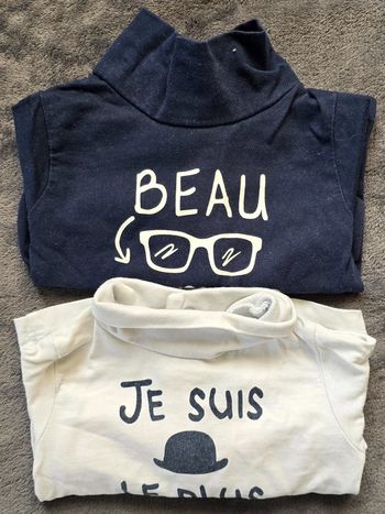 Lot de 2 Sous Pull à col roulés en 3 mois