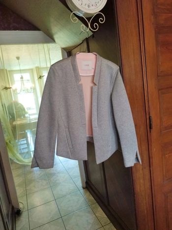 Veste blazer tailleur grise viscose vintage L/40