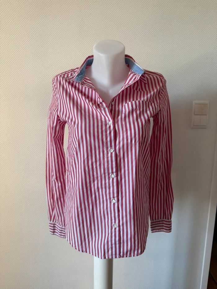 Chemise rose à rayures en très bon état taille 36 springfield