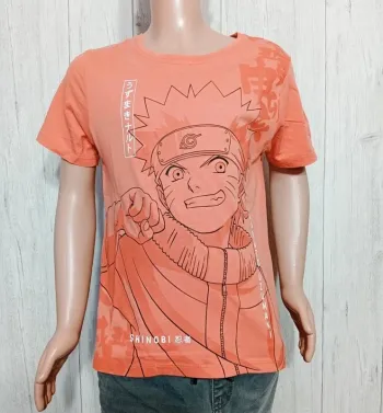 t-shirt manche courte garcon naruto taille 10 ans couleur orange et noir