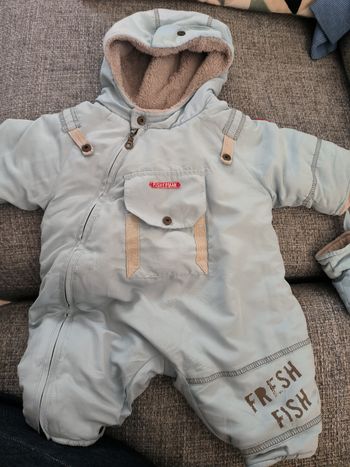 Combinaison pilote bébé hiver bleu – 3 mois (60 cm) – très chaude