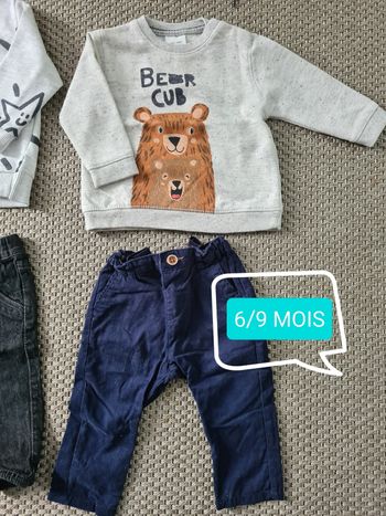 Ensemble sweet "bear" et pantalon bleu - 6/9mois