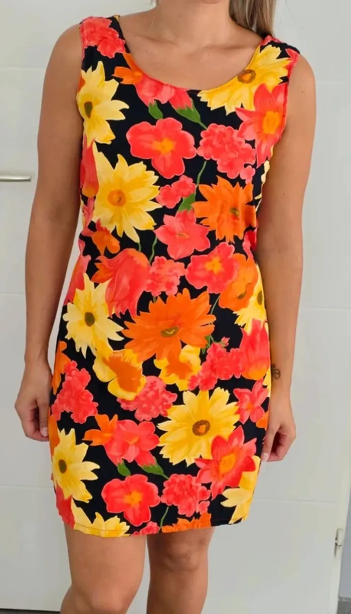 Robe orange fleurie - photo numéro 3