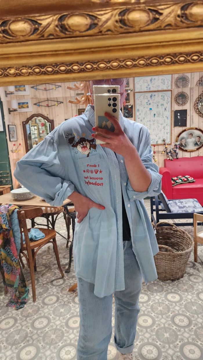 Chemise en coton brodé warner bros studio taille L - photo numéro 3