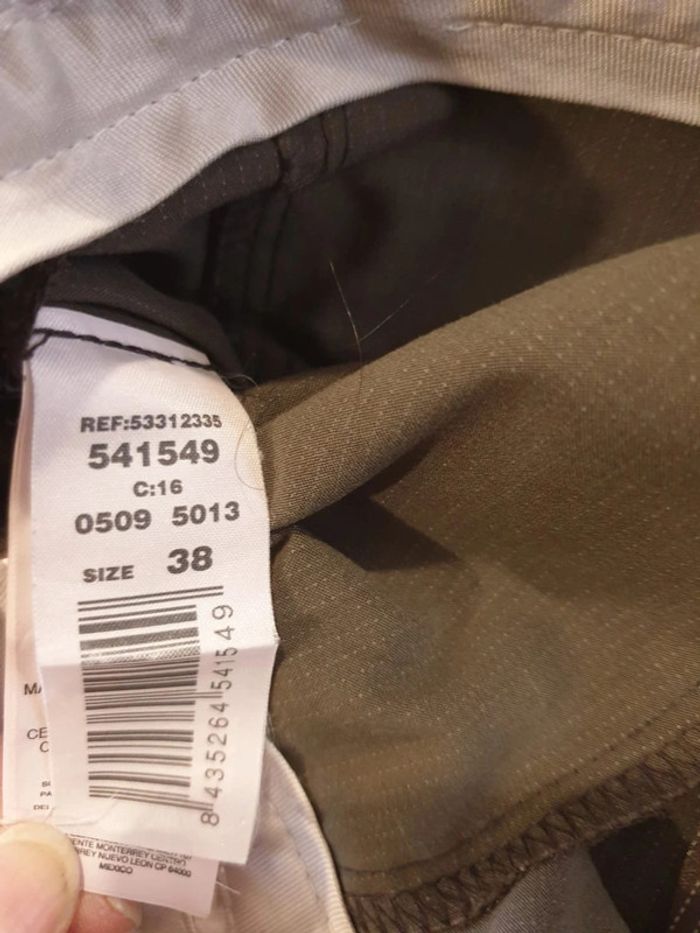 Pantalon huilé femme Mango T38 long 94cm marron rayé beige - photo numéro 7