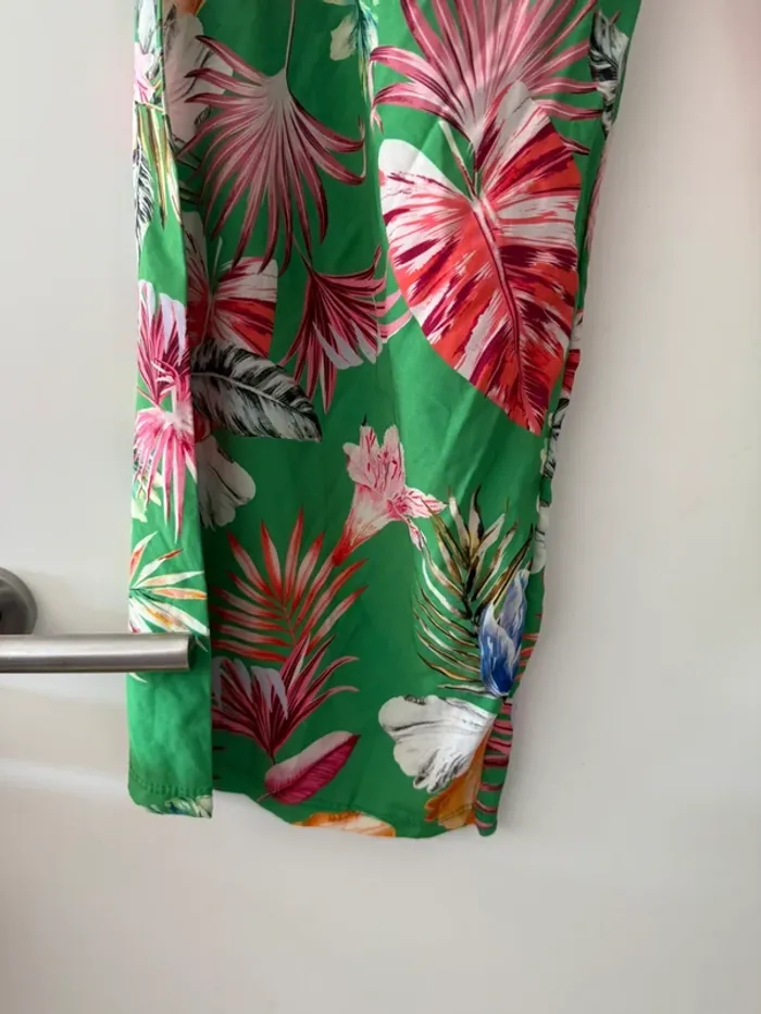 Pantalon Fluide Imprimé Tropical Vert - Jambe Large - Été taille S/M - photo numéro 3