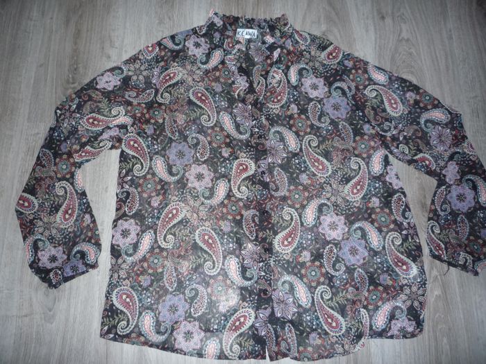 CHEMISIER ML NOIR AVEC MOTIFS "KEAWA" - TAILLE XL - n°02