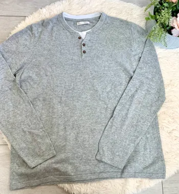 Pull gris col rond Homme