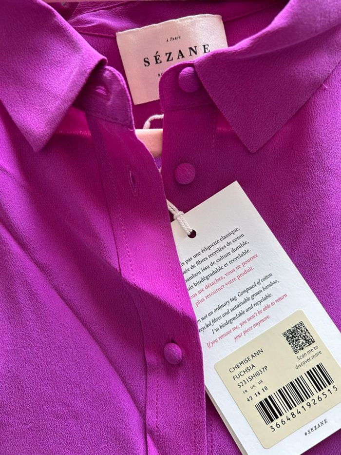 Chemise Sézane Ann rose fuchsia T. 42 neuve - photo numéro 5