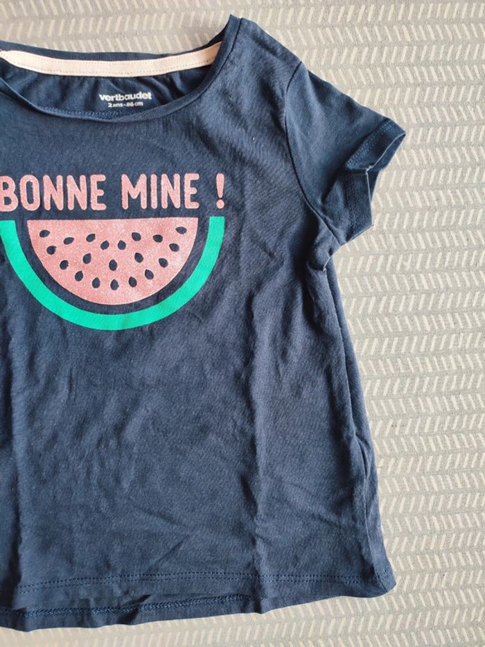 T-shirt manches courtes à effets paillettes pour fille – Taille 18 mois Marque : Vertbaudet - photo numéro 4