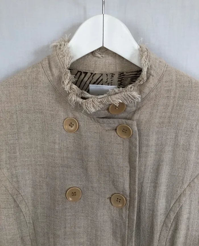 Trench beige en lin Mango taille XL / 42 44 excellent état - photo numéro 4