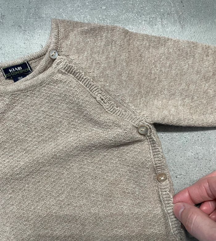 Ensemble pull et pantalon « Kiabi » beige foncé taille 3 mois-56-62 cm - photo numéro 3