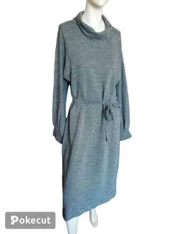 Ribe dress hiver winter vintage rétro chaude grise Grey rayée stripes
