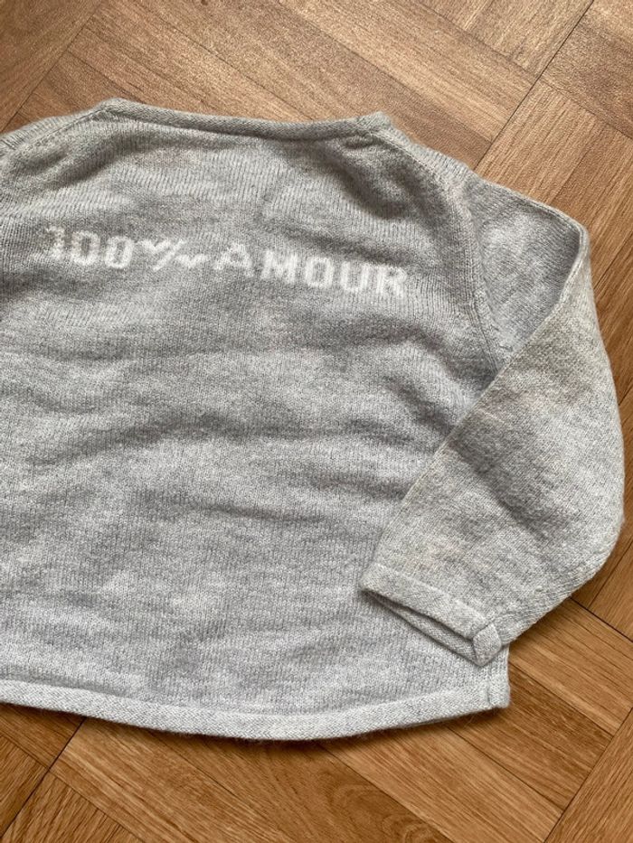 Sweat pull gris 100% Amour taille 12 mois vintage - photo numéro 2