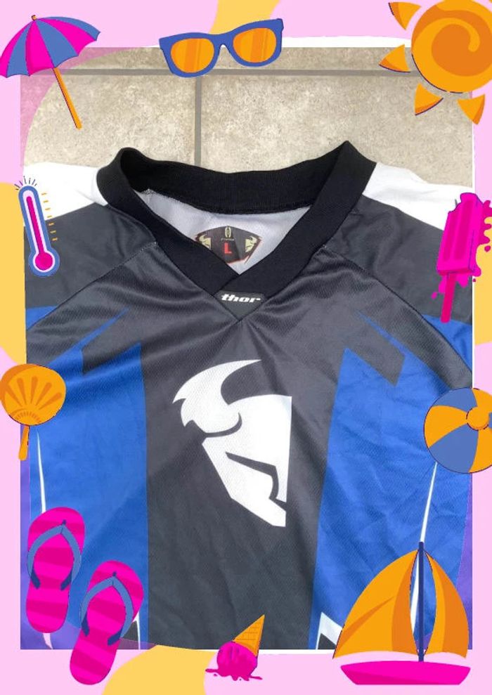 Thor Phase motocross Jersey series 2016 L bleu - photo numéro 5