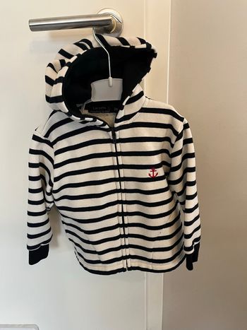 Gilet marinière à capuche 2 ans