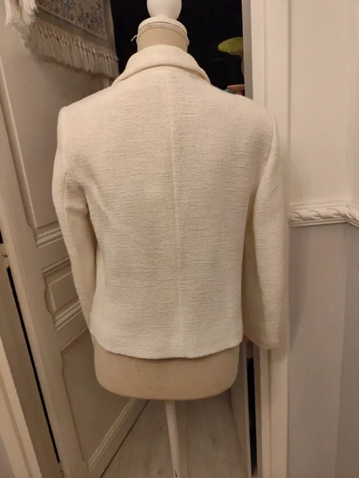 Veste classique tweed blanc Zara M neuve - photo numéro 4
