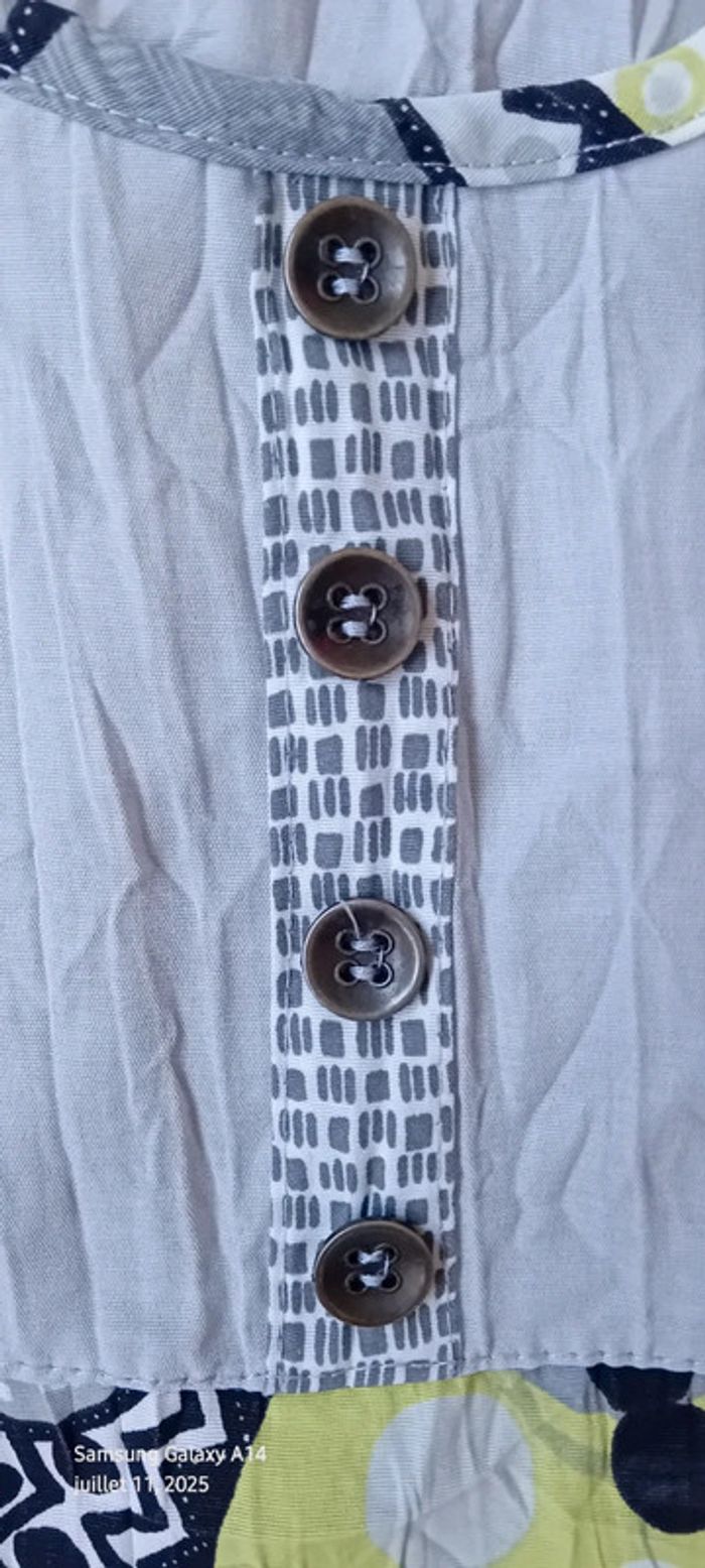 Robe tunique avec lien effet plissé motif floral gris femme 46/48 vetistyle - photo numéro 18