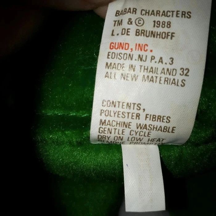 Peluche Babar Gund vintage 36 cm de 1988 - photo numéro 5