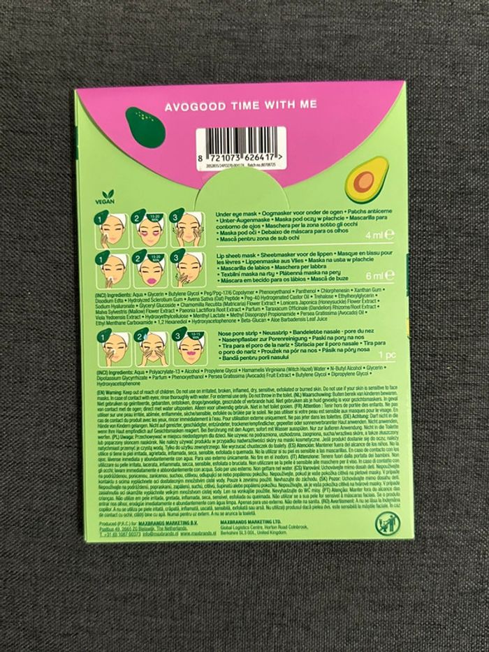 Kit Masque à l’avocat en tissu 3-en-1 Nez Yeux Lèvres - photo numéro 3