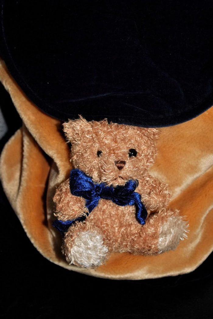 Très grand sac à dos en peluche tout doux avec petit ourson et bretelles réglables - photo numéro 3