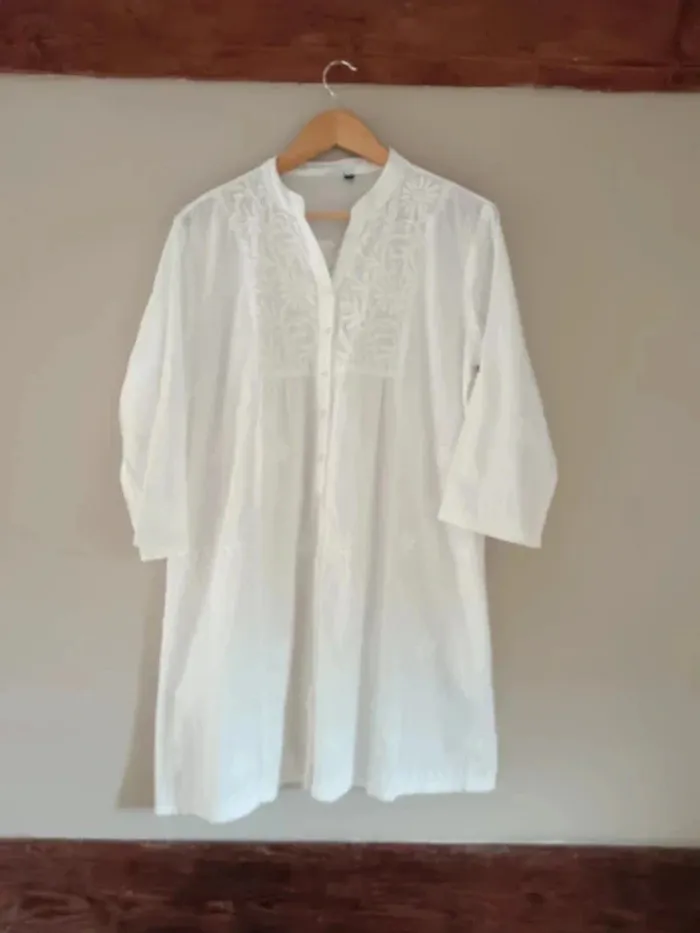 Robe tunique blanche brodée Made in India - photo numéro 3