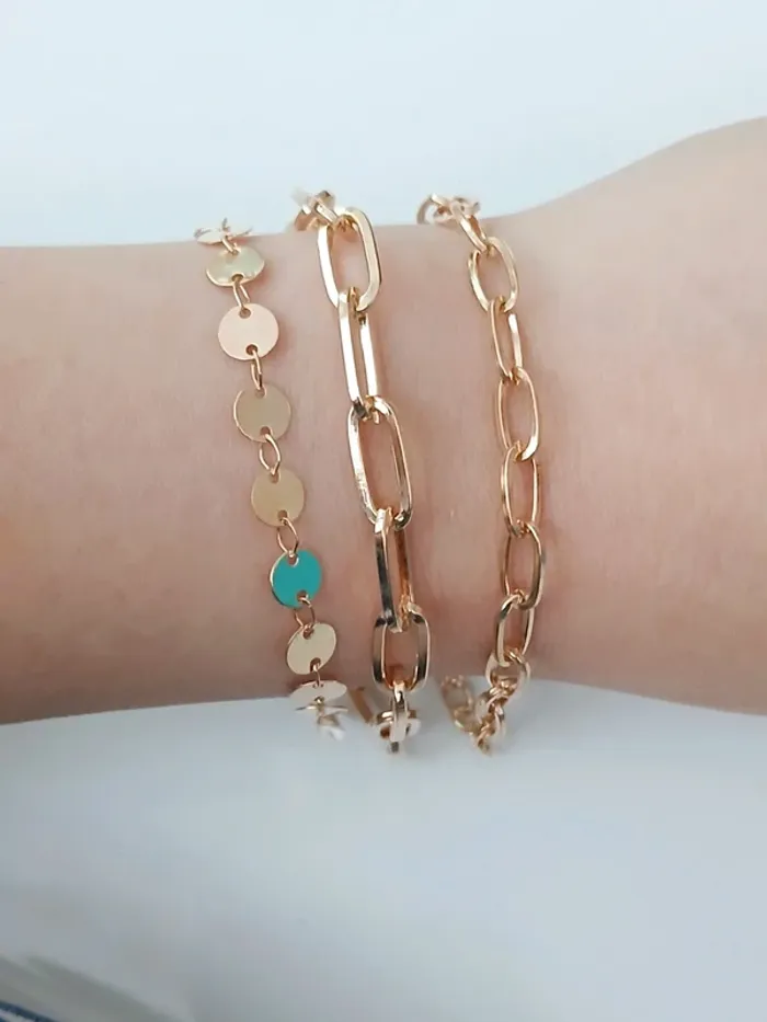 Lot 3 bracelets chaîne doré tendance – look chic et stylé - photo numéro 2