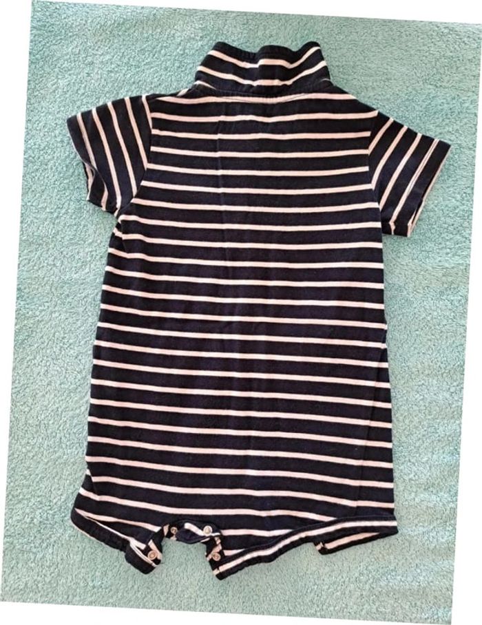 Barboteuse Pyjashort Enjoy rayé bleu marine blanc - photo numéro 2