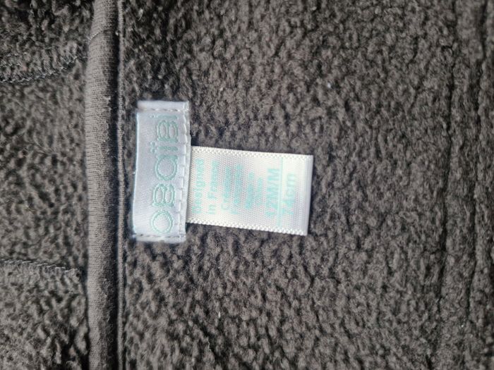 Manteau zippé à capuche garçon 12 mois 74 cm Obaïbi Gris - photo numéro 3