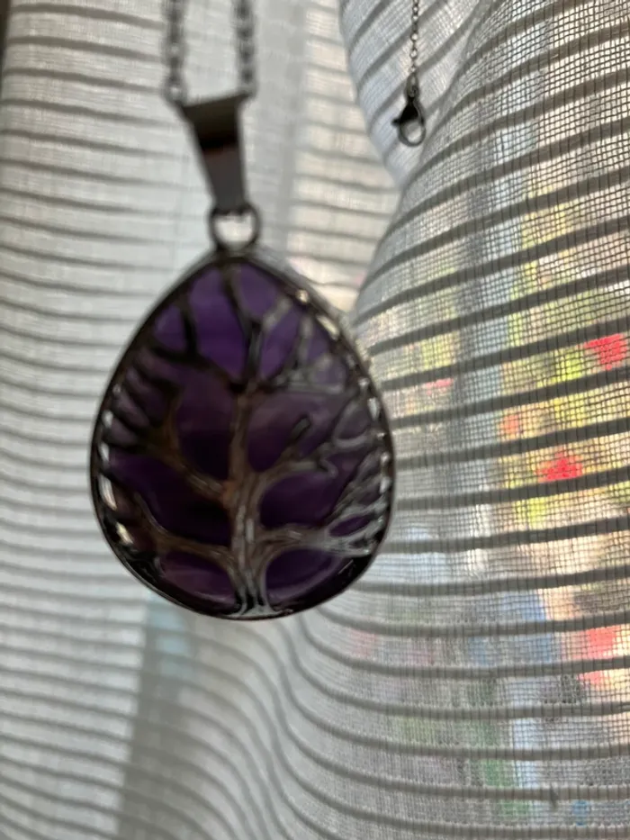Collier et pendentif arbre de vie améthyste - photo numéro 4