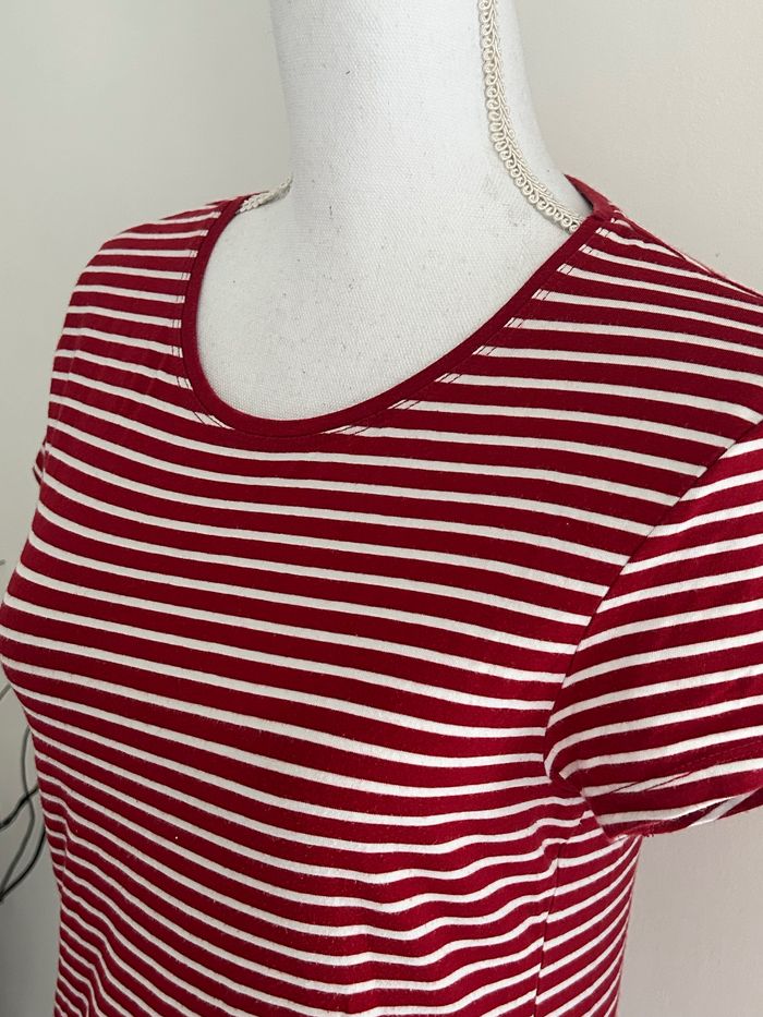 T-shirt à Rayures Bordeaux et Blanc Atmosphère - Taille 40 - photo numéro 2