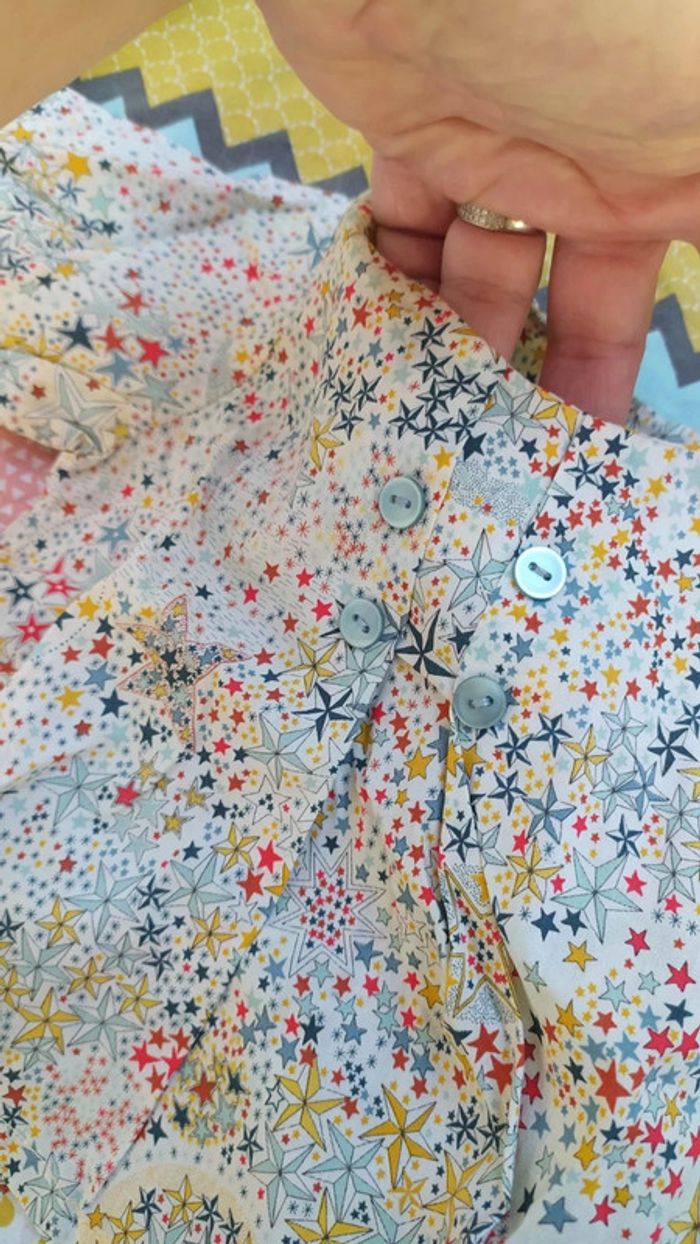 Blouse bébé fille 6 mois en Liberty Adeladja - photo numéro 3