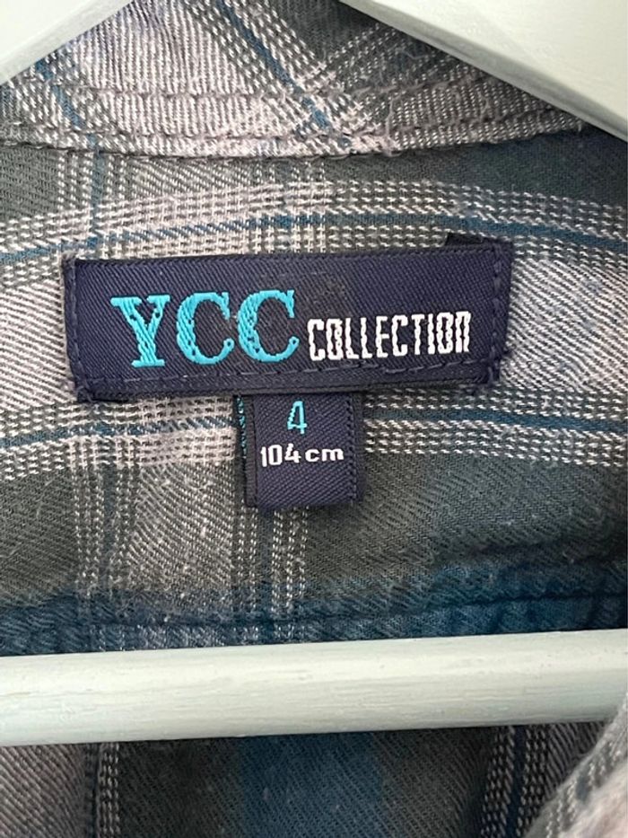 Super petite chemise en 93% coton à carreaux tons turquoise vert / bleu canard et boutons pression - photo numéro 6